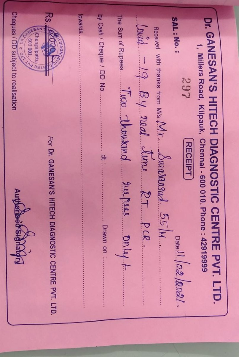 rakeshsud's tweet image. Tamil Naud still charging Rs 2000 for a covid test