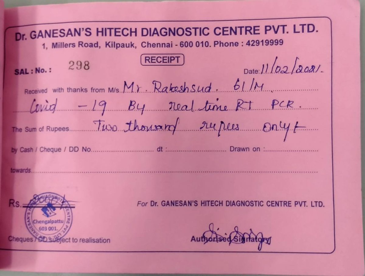 rakeshsud's tweet image. Tamil Naud still charging Rs 2000 for a covid test