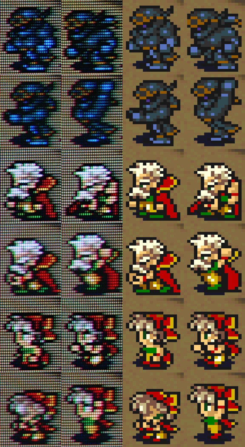 Ruuupu ブラウン管tvで観るドット絵 その56 Sfc Ff6 シャドウ ストラゴス リルム 使用crt Kv 14af1 14インチ 初回プレイでは高確率で中間イベントで命を落としてしまうシャドウさん Ff6は選択によって結果が変わるイベントが多いので 何周もプレイした