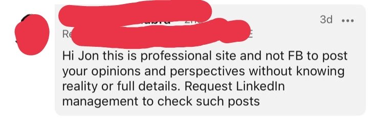 15/28Please don't make political posts on LinkedIn, keep it strictly "professional." Unless, of course, you're Patra, Shah, or that creepy hugger; then it's all yours. Please listen to this Middle-East Regional Director, dear LinkedIn, he's the catch you wouldn't wanna ignore.