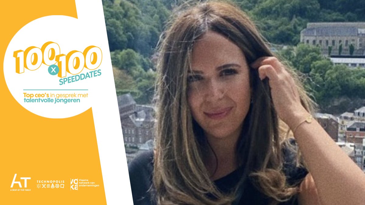 Aankomende maandag gaan 100 CEO's in gesprek met 100 young potentials tijdens de #100x100 om hun kennis, levenservaring toekomstdromen én -visies te delen.

Jasmin (28) vertelt alvast over haar drijfveren 👉 ow.ly/DneT50DyGfh 

#samengroeien met <a href="/ASATT_EU/">A Seat At The Table</a> &amp; @Technopolis_Be