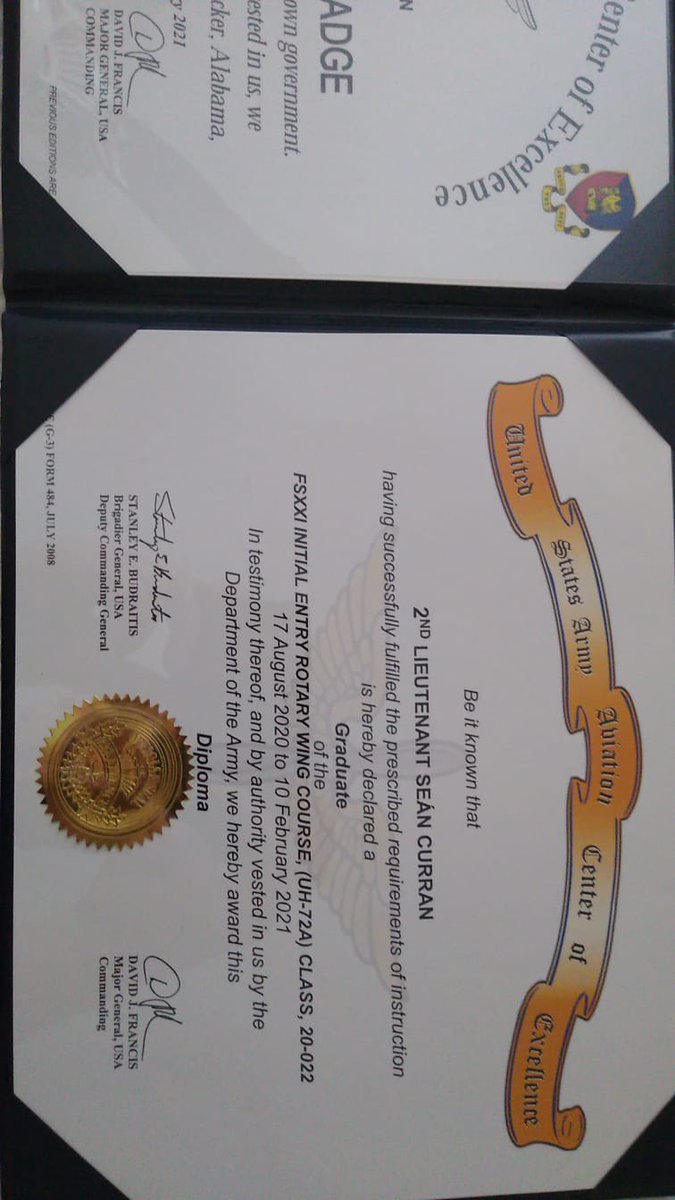 They will now return to  & after quarantine begin their operational careers with  #302SQN. We would like to thank the staff at  @110thAvnBde for their noted professionalism during this course. And finally congratulations to Eric & Sean.....you have done yourselves proud!