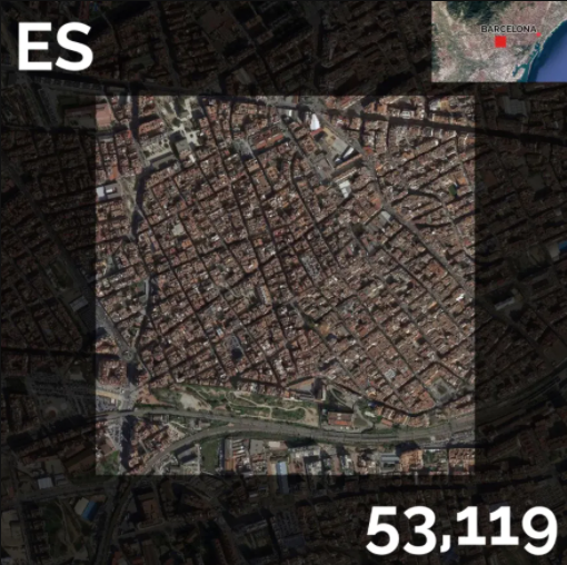 𝗧𝗛𝗥𝗘𝗔𝗗. Europe's most densely populated square kilometres – mapped.1. Barcelona.
