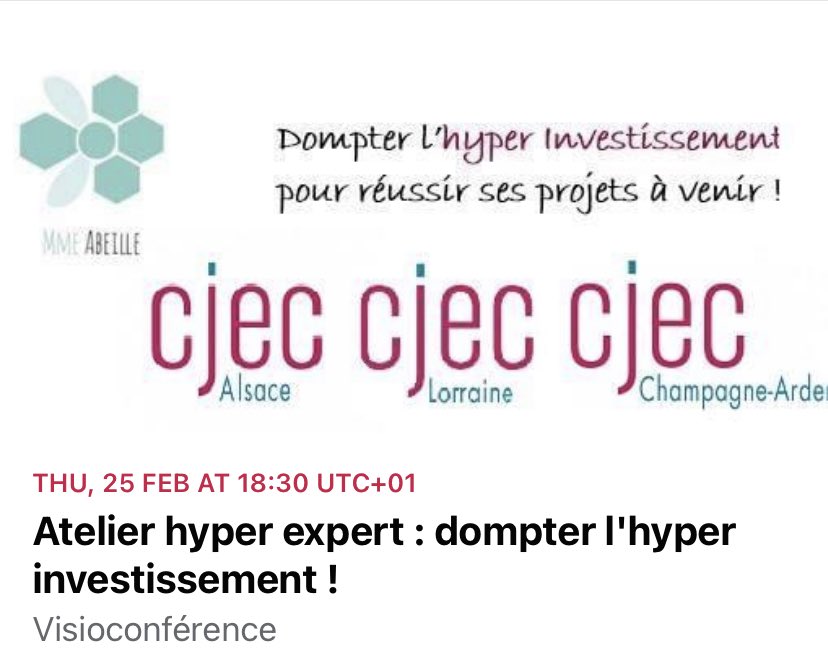 Chères consœurs, chers confrères, chers adhérents, 

C’est avec enthousiasme que nous vous invitons à notre premier événement Grand Est de l’année, propulsé par la section champenoise ! 
Rdv le jeudi 25 février 2021 à 18h30 ! Inscription sur le site du CJEC, section Champagne 🗓