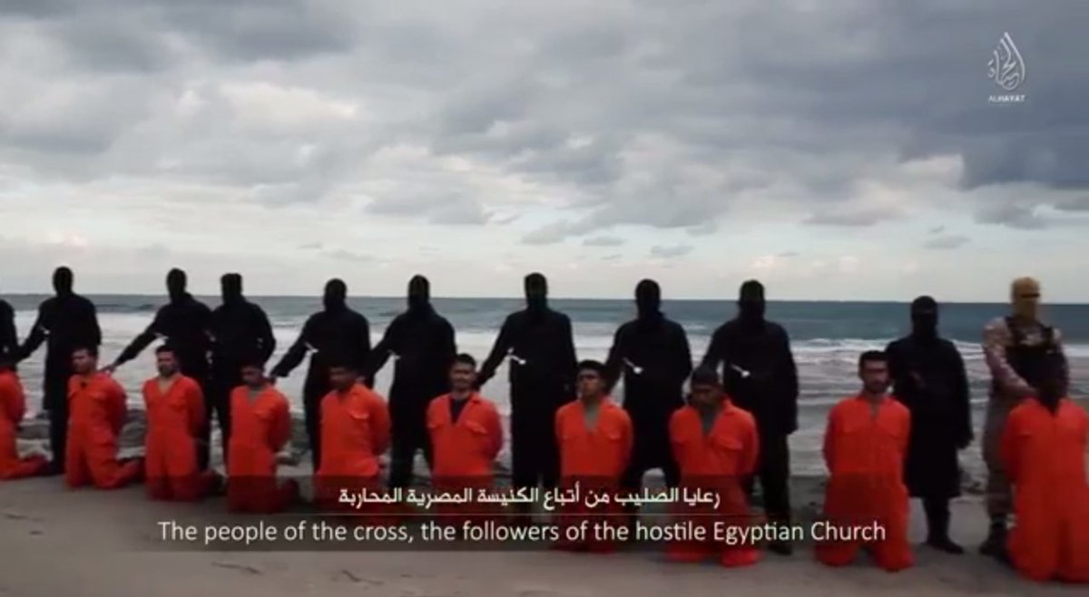 Christian_Syria's tweet photo. Modern day #Marytrs of the Christian Faith: #21Copts 

An example of martyrdom for ALL #Christians Worldwide, they preferred to die rather than betray Our Lord #JesusChrist! 6 years ago like now appeared the first images of the video made by #IslamicState in Libya. https://t.co/q4tDY5VAbU