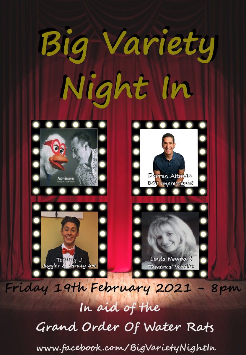 Greggles_92's tweet photo. Don't miss Big Variety Night In
Starring ventriloquist Andy Greaves, juggler and variety act @tommyents, star impressionist @DarrenAltman, star vocalist Linda Newport. 
Donte now to @GOWROFFICIAL https://t.co/EA9P5VasAu .
Comment with questions!
#BigVarietyNightIn 
#StayPositive https://t.co/IukKTZOmk7