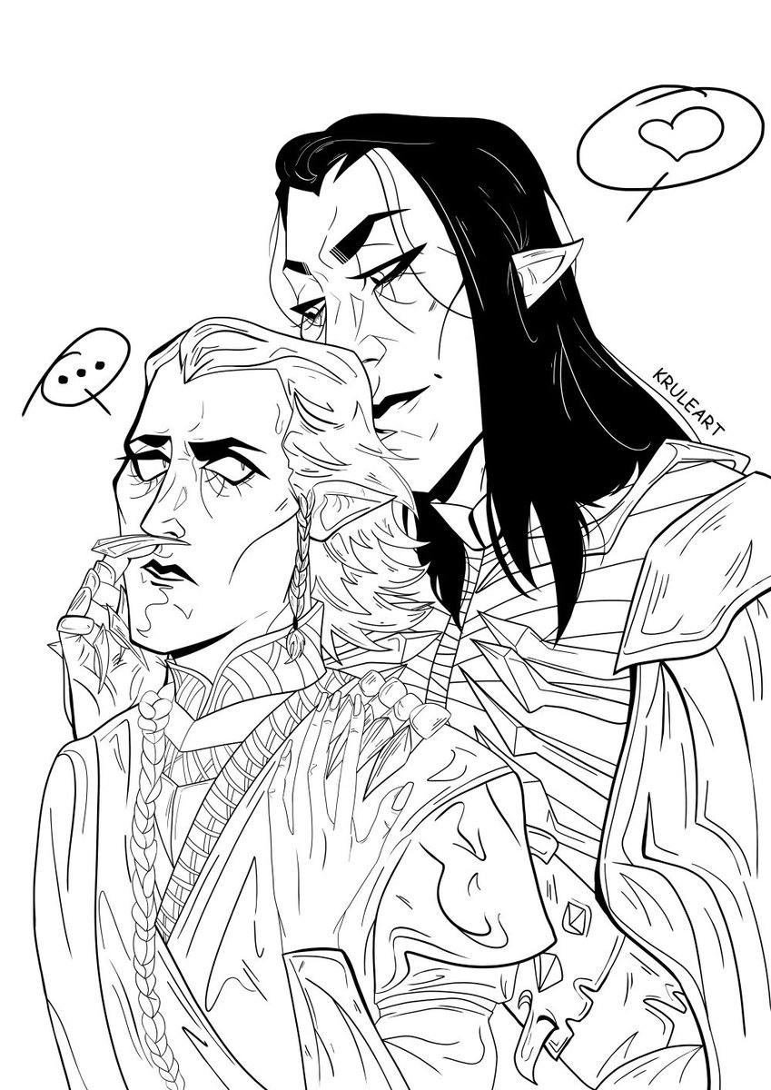 ArtKrule's tweet photo. Line art Eredin x Avallac'h
#eredin #avallach #witcher #thewitcher #tw3 #yaoi #witcheryaoi #aenelle https://t.co/TFBCnNTB6v