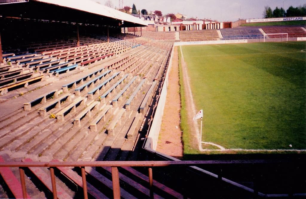 10) Name: Kilbowie ParkLocation: Clydebank, West DunbartonshireOpened: 1939Closed: 1996Clubs: Clydebank Juniors 1939-1964, ES Clydebank 1964-65, Clydebank 1965-1996Peak Capacity: 14,900Record Attendance: 14,900 (1965)Misc. The Bankies craftily dodged health and safety /