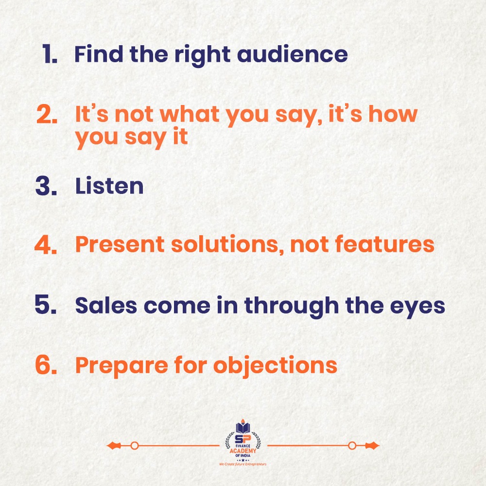 SPFinanceAcad's tweet photo. What are the most effective steps for the sales pitch?

To learn more about sales 
JOIN US NOW.
for enquiry please give a missed call on -
7777970101 / 7777 98 4646
.
.
#SPFinanceacademy #sales #salesperson #academy #learn #joinus
#career #entreprenuer #pune #trick https://t.co/e2u2fydeRi