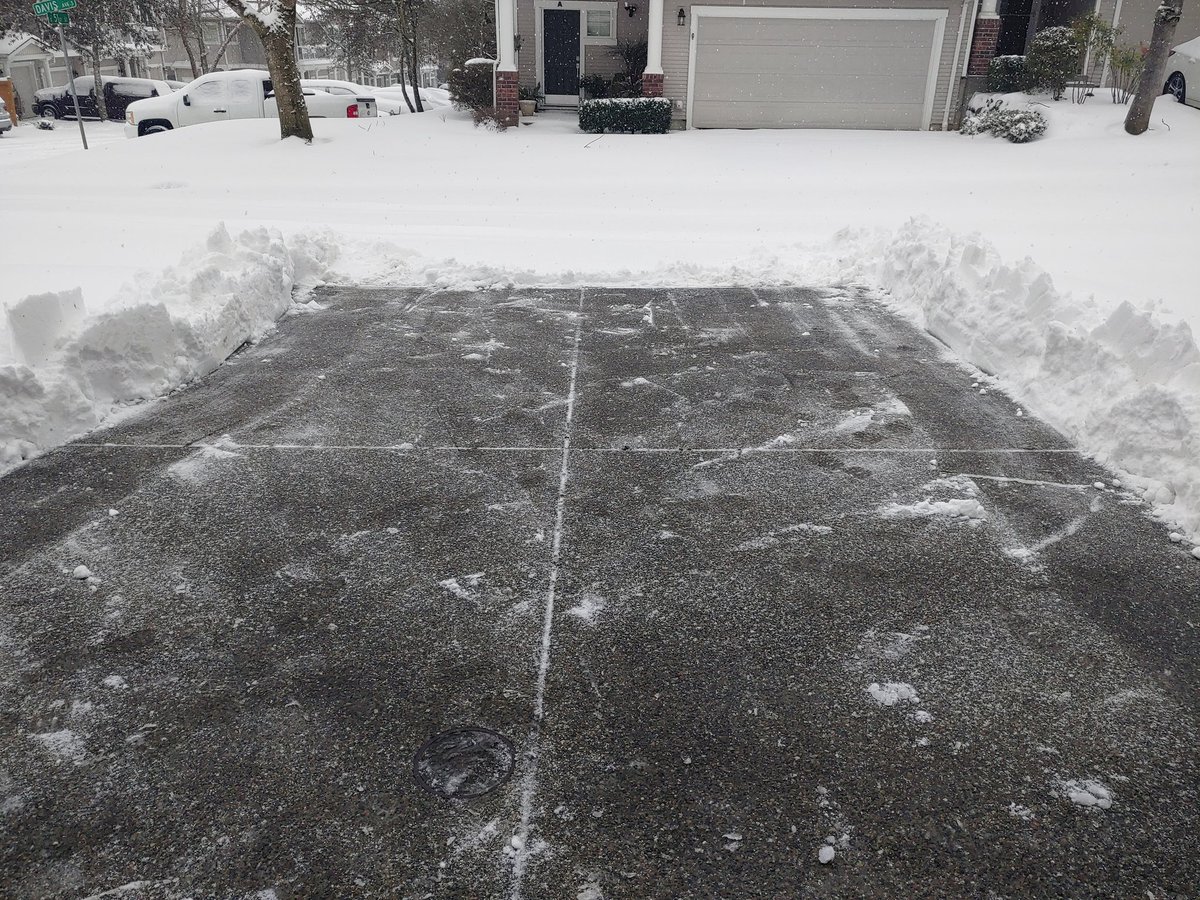 BastianTiger's tweet photo. We don't have a shovel so I had to improvise... #FirstOnTheBlock #SeattleSnow https://t.co/wpkb44gr8L