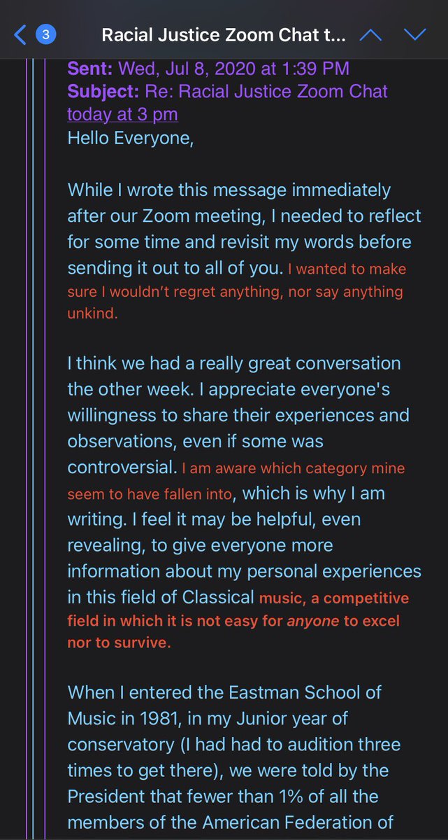 melissawimbish's tweet image. Good afternoon.

I found these emails from Emily Skala, Principal Flute @BaltSymphony upsetting. They were written after she was required to attend a meeting about racial justice.

Why do orchestras protect these people? Asking for classical musicians who aren’t openly racist.