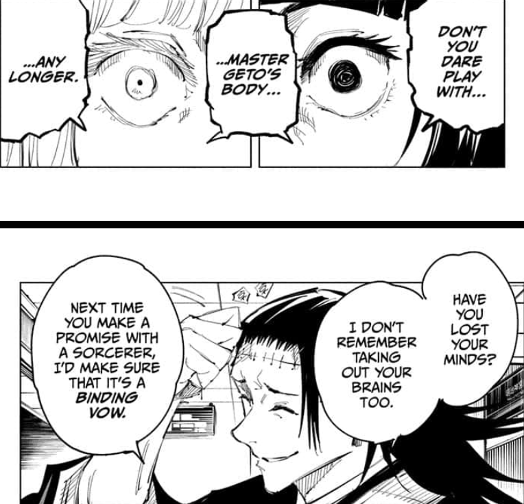 There's also a detail hinting at Brain knowing the mysteries of the brain and its connection to Cursed Energy but it's very subtle. I noticed it while rereading Shibuya and it has caught my attention ever since and was confirmed in chapter 136.