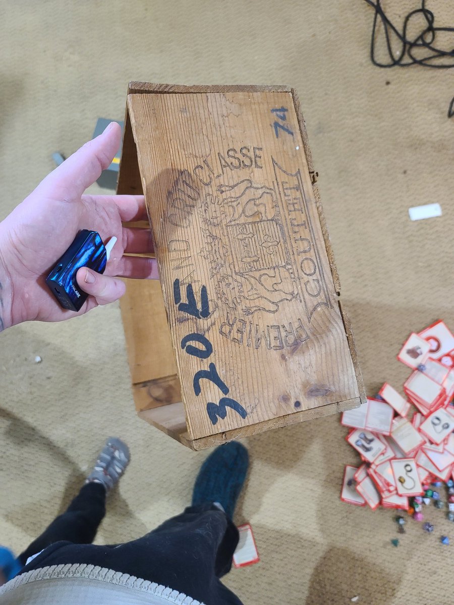 Starr1472's tweet photo. @LittleJohn_MD Awesome! I almost don't believe this happened haha. I'm using the old wine crate to make a PC case and this bad boy clanked out when I was messing w the crate. The weird thing is I don't think the crate is that old. https://t.co/ixWhK0C7O1
