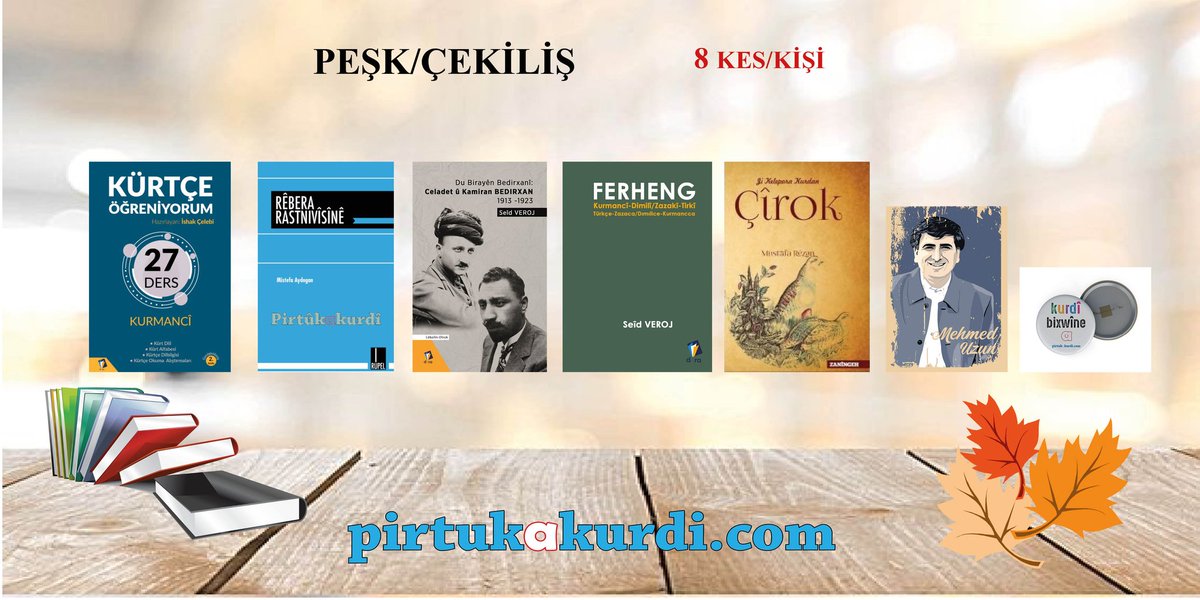 pirtukakurdi.com (@pirtukakurdi) on Twitter photo • ÇEKİLİȘ •
8 kişiye Görseldeki seti hediye edeceğiz.
Koşullar
• <a href="/pirtukakurdi/">pirtukakurdi.com</a> yi takip etmek
• Paylaşımı RT etmek
Son tarih: 15 șubat salı (saat 22:00)
👉Not: çekiliş sponsoru Muaz Çetin olup çekiliş 21 şubat dünya anadil günü vesilesiyle yapılmaktadır • ÇEKİLİȘ •
8 kişiye Görseldeki seti hediye edeceğiz.
Koşullar
• <a href="/pirtukakurdi/">pirtukakurdi.com</a> yi takip etmek
• Paylaşımı RT etmek
Son tarih: 15 șubat salı (saat 22:00)
👉Not: çekiliş sponsoru Muaz Çetin olup çekiliş 21 şubat dünya anadil günü vesilesiyle yapılmaktadır