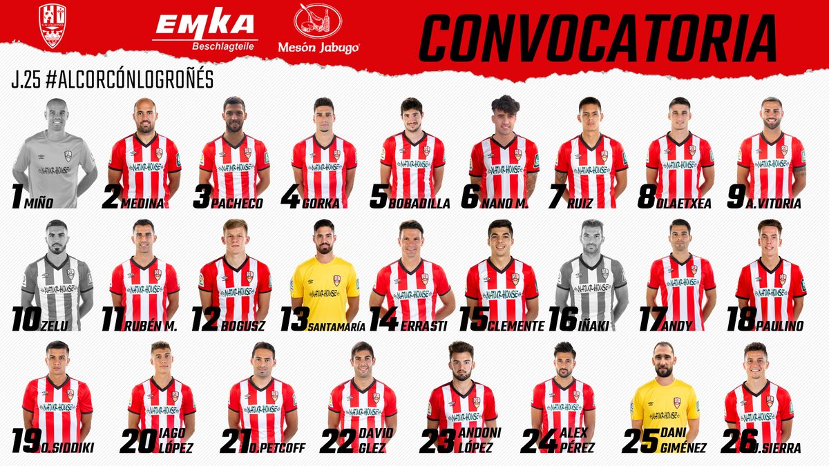UDLogrones's tweet image. 📝 CONVOCATORIA | Nuestros 23 guerreros elegidos para la cita de mañana ante el @AD_Alcorcon ⚪️🔴

#AlcorcónLogroñés #LaLigaSmartBank