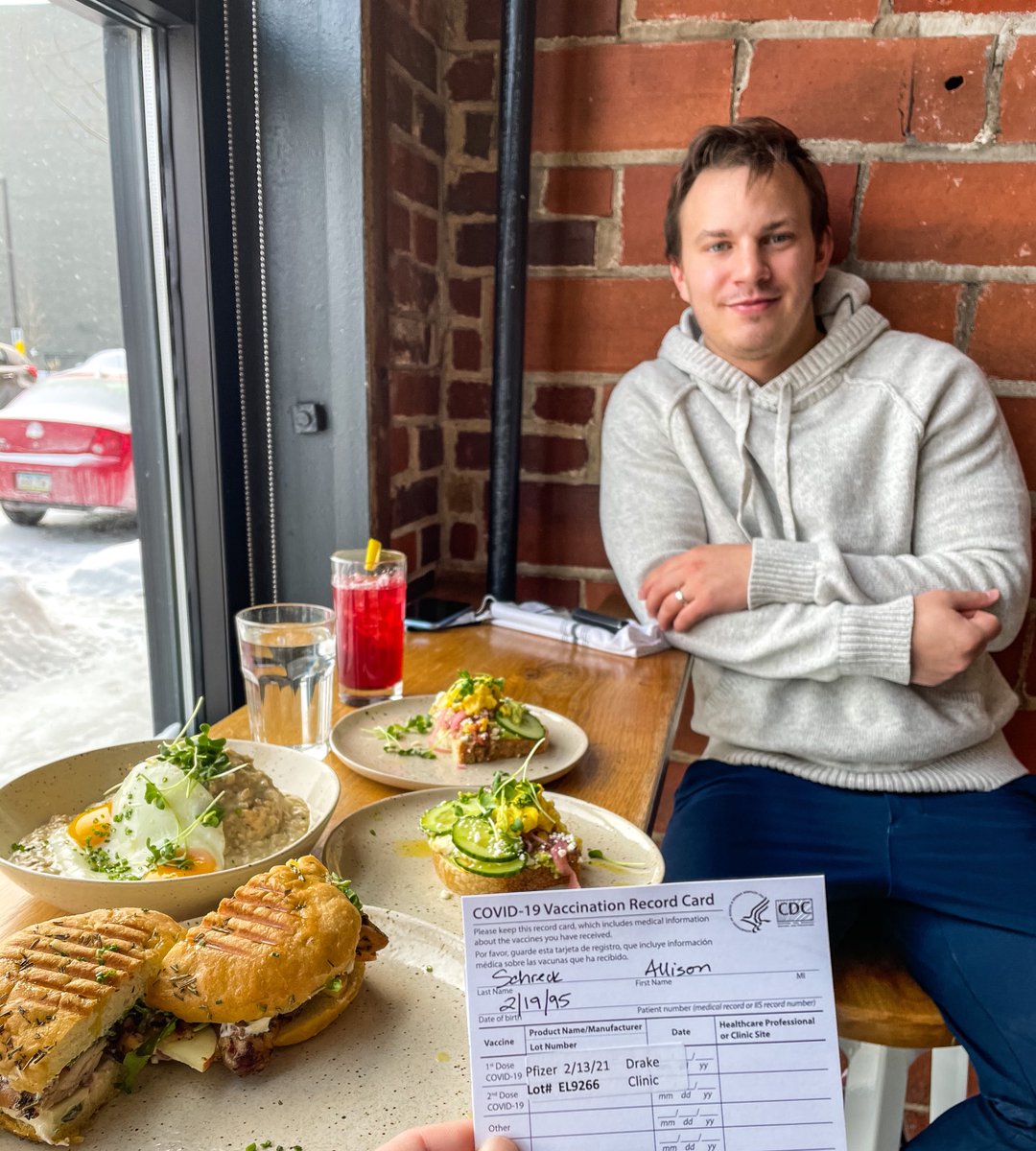 schreckally's tweet image. Celebratory brunch at one of our old favorites!💗 #Vaccinated