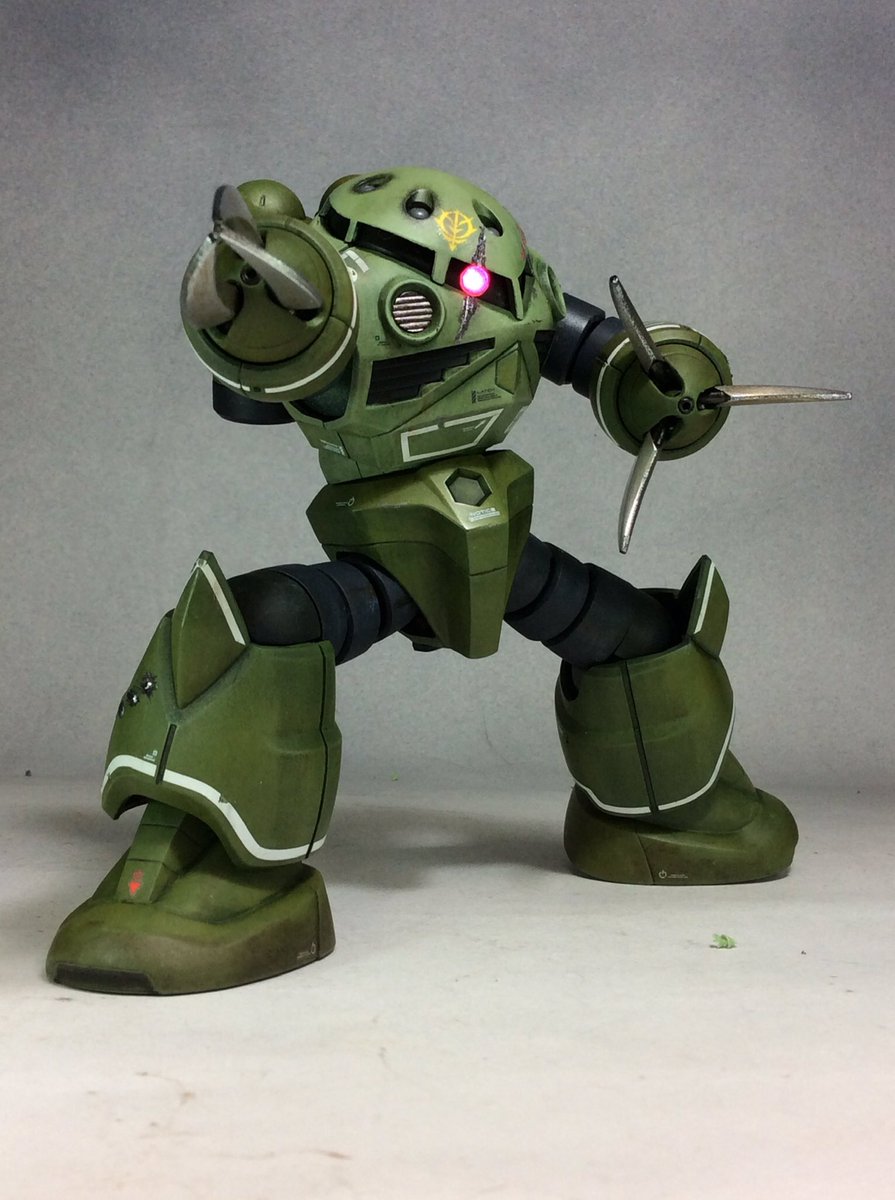 はっちゃん Hgズゴック ガンダムマーカーエアブラシのみで全塗装 リアルタッチマーカー等でお手軽汚し 水性トップコートでの 初心者さんにも優しい手軽仕上げで のつもりでしたが後にガンダムマーカーが色によっては水性トップコートで変色する事が判明