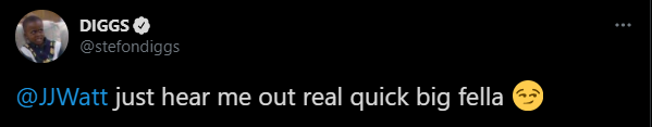 Buffalo Bills wide receiver Stefon Diggs looks to be recruiting recently released defensive end JJ Watt to join him on the Bills, would you like to see JJ Watt in Orchard Park? wkbw.com/sports/buffalo…