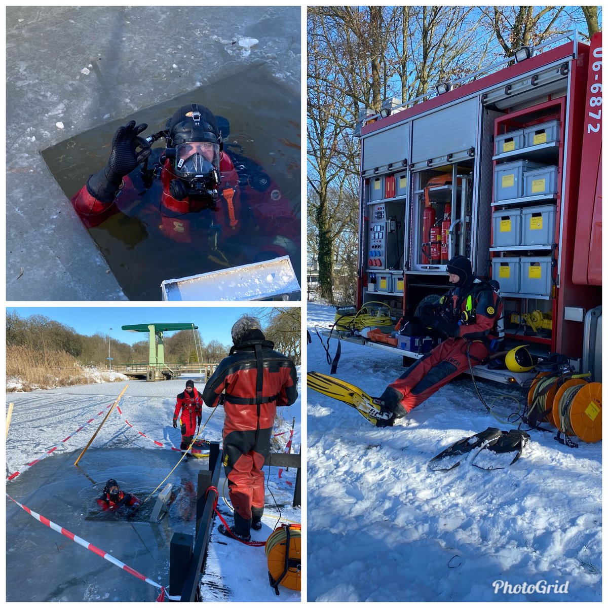 Vnog post Heerde oefent het duiken onder ijs. Spectaculair mooi om te zien! En voor de schaatsers: wees voorzichtig met onbetrouwbaar ijs!