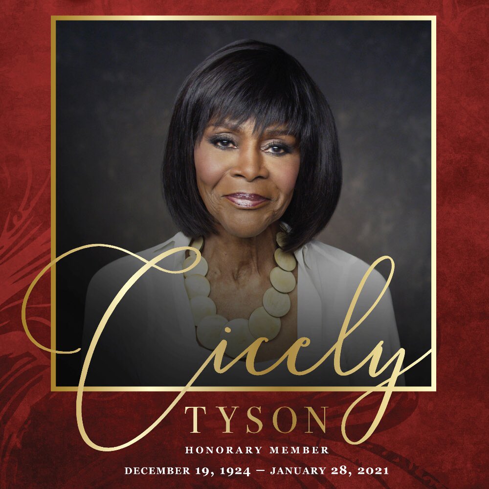 dstinc1913's tweet image. Delta Sigma Theta Sorority, Incorporated will pay tribute to the extraordinary life of Honorary Member Cicely Tyson TODAY, February 13.

Members, please check your email for information regarding today’s service which was sent earlier this week. 

#DST1913 #JoyInOurSisterhood