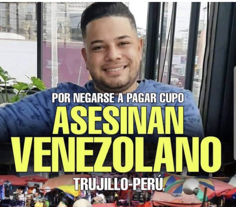 IdaniaChirinos's tweet photo. #OrlandoAbreu es un venezolano que como tantos otro huyo de la #Venezuela de #Maduro Fue asesinado en #Peru por negarse a pagar vacuna.  Las imágenes descomponen el alma y nos hacen rezar por la vida de todos los que migran! Dios los cuide a todos! https://t.co/WIt6fec3x7