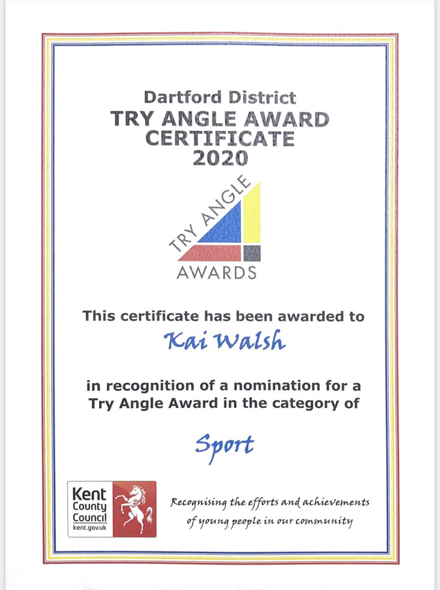 thewalshys's tweet photo. So Lovely for Kai to be nominated and achieve this award 🙌 thank you 🙏 @wgsbsport1 @DartfordSchFA @TryangleAwards2 https://t.co/pAIHAjfQx6