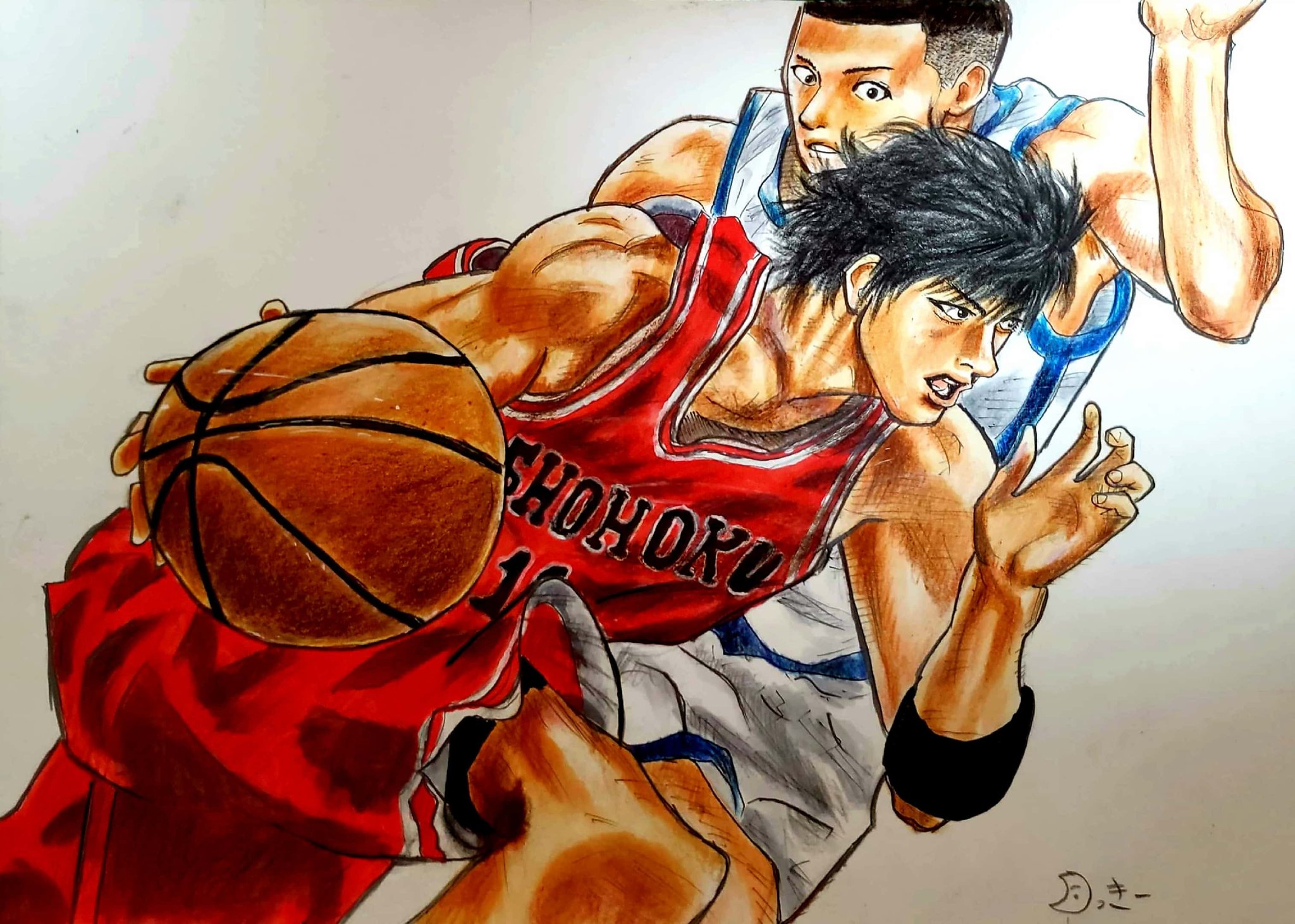 つっきー 流川楓vs沢北栄治 スラムダンク Slamdunk 流川楓 沢北栄治 模写 コピック 色鉛筆 イラスト好きさんと繋がりたい 絵描きさんと繫がりたい イラスト T Co 7sgtt28w3u Twitter