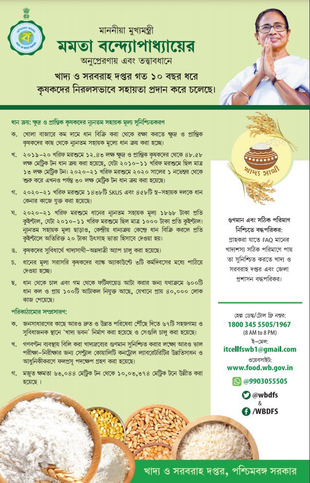 doinbengal's tweet photo. #PressRelease from @wbdfs makes us all aware in #India & across the 🌎 that #farmers/#kisan are always looked after in #Bengal
#MamataBanerjee’s ❤️ for #bangla’r #krishak inspires #GovWB’s #proFarmer policy
#didi always #StandWithFarmers
#farmersrprotest
#MSP
#DidiShowsTheWay https://t.co/UAMyzFGqkX