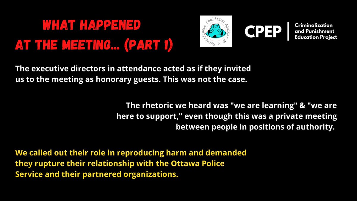 Many of the attendees have longstanding partnerships with the police. They have often served as a major barrier to those who have been calling for meaningful & transformative change. It was unclear why they were centring their own voices and concerns on an issue they perpetuate.