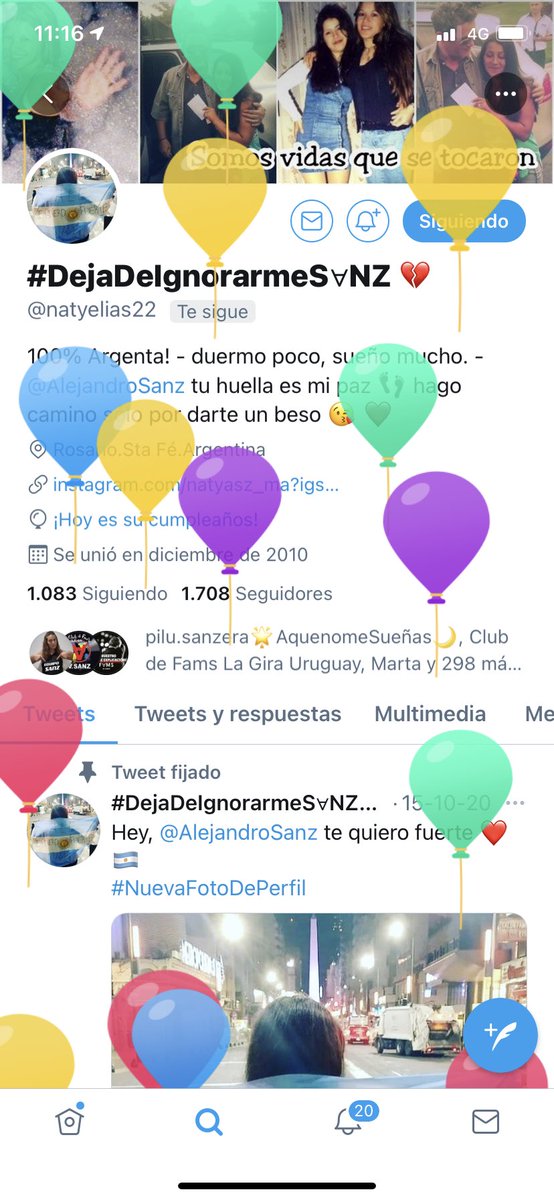 Facebook y twitter me están recordando q hoy es cumple de mi <a href="/natyelias22/">#DejaDeIgnorarmeS∀NZ 🍀</a> 🎉🎈
Como si se me fuese a olvidar un día así de especial. Obvio que no, xq los días importantes los tengo muy dentro de mi corazón. 

Feliz vuelta al sol mi Naty!!🌷
<a href="/AlejandroSanz/">Alejandro Sanz</a> haz tu Magia 🪄 porfi 💌