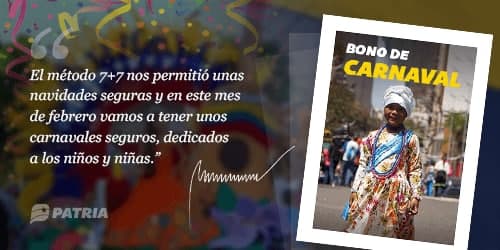 #ULTIMAHORA || Inicia la entrega del Bono de Carnaval enviado por nuestro Pdte. @NicolasMaduro a través del Sistema @CarnetDLaPatria. La entrega tendrá lugar entre los días 13 al 20 de febrero de 2021. @MSVEnContacto #LasSancionesSonUnCrimen
