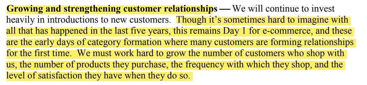6/ Customer obsession was always at the top of Bezos's mind.What was his top goal for 2000? Growing and strengthening customer relationships.What did he most look for in partnerships? The quality of their customer experience.
