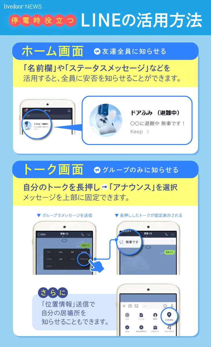 万が一の時に役立つ！？地震によって停電した時に役立つLINEの活用方法！