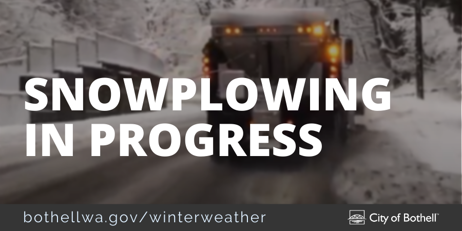 CityofBothell's tweet photo. Crews are working hard to keep our roads clear, focusing on priority snowplow routes. If you have to be out driving, slow down, increase your following distance on the roads, and pack your vehicle with emergency essentials. Updates at https://t.co/LrTZySiKaA. #BothellSnow https://t.co/D3bc71sHEF