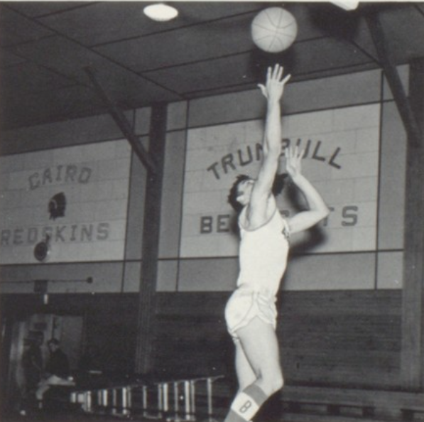 Speaking of conference gym art, check out these shots from Boelus High in 1966 and 1967 and the Trumbull, Glenvil, and Cairo logos celebrating the Nebraska South Central league.  Is that gym still there? What about the art?