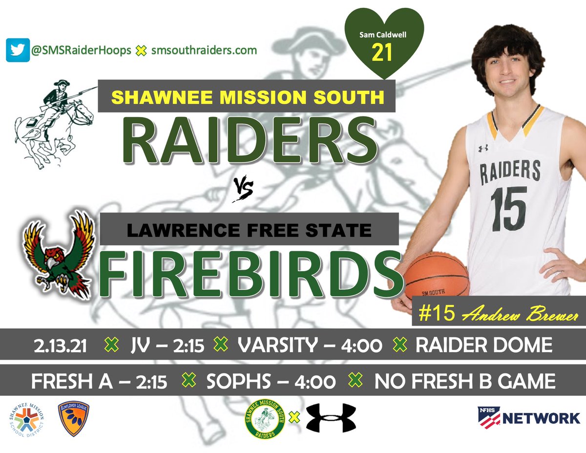 SMSRaiderHoops's tweet photo. #GAMEDAY
🆚 Lawrence Free State Firebirds
📍 Raider Dome
🌻 League Game
🕰 JV - 2:15▪️Varsity - 4:00
FrA-2:15▪️ Soph-4:00▪️No FrB
🎟 Approved Fans Only🦠
🖥 NFHS Network
📲 Follow @SMSRaidersAD & @SMSouthTDain for updates!
#RaidersNation🔰#Southside
💚#FlyHigh21💛 https://t.co/s8yMHtNP81