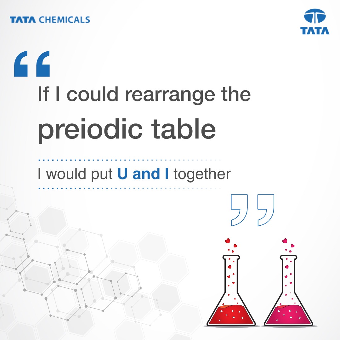 TataChemicals's tweet photo. #ValentinesDay is just around the corner and we've got your back to woo your partner. Here are a few pick up lines to make your day. After all, who else will know about 'dating' better than the #ChemistryExperts! Get it? https://t.co/jgv4te9akM