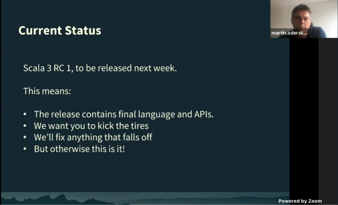 NSilnitsky's tweet image. #Scala3 RC1 released next week- Final language and APIs. @odersky @scala_love #ScalaLoveintheCity