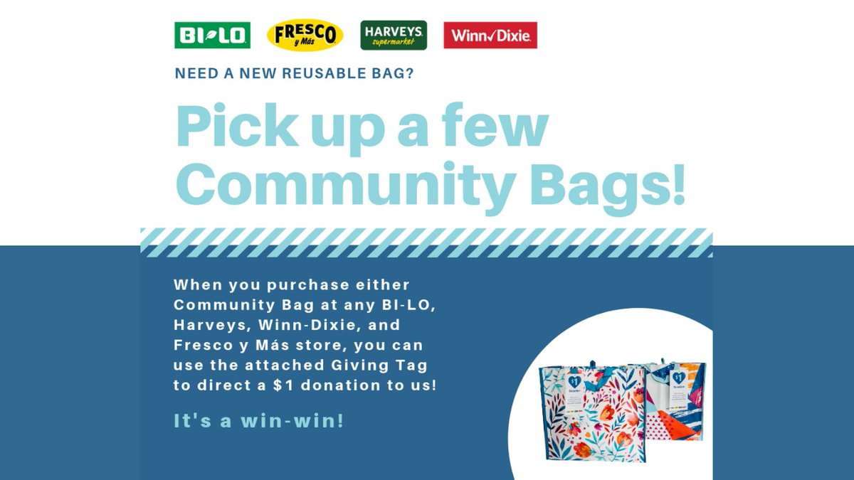 Don't forget to pick up a Community Bag this month!