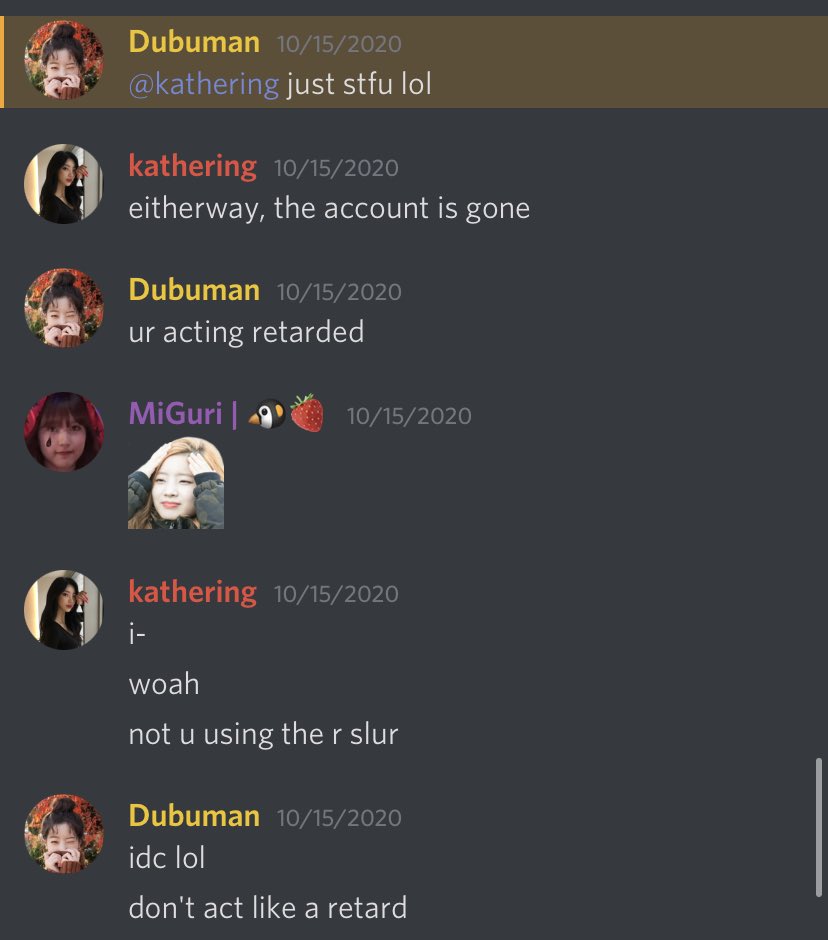 tw // ableismthe admin of this account is actually an ableist for saying the r slur multiple times on a discord server we were in together