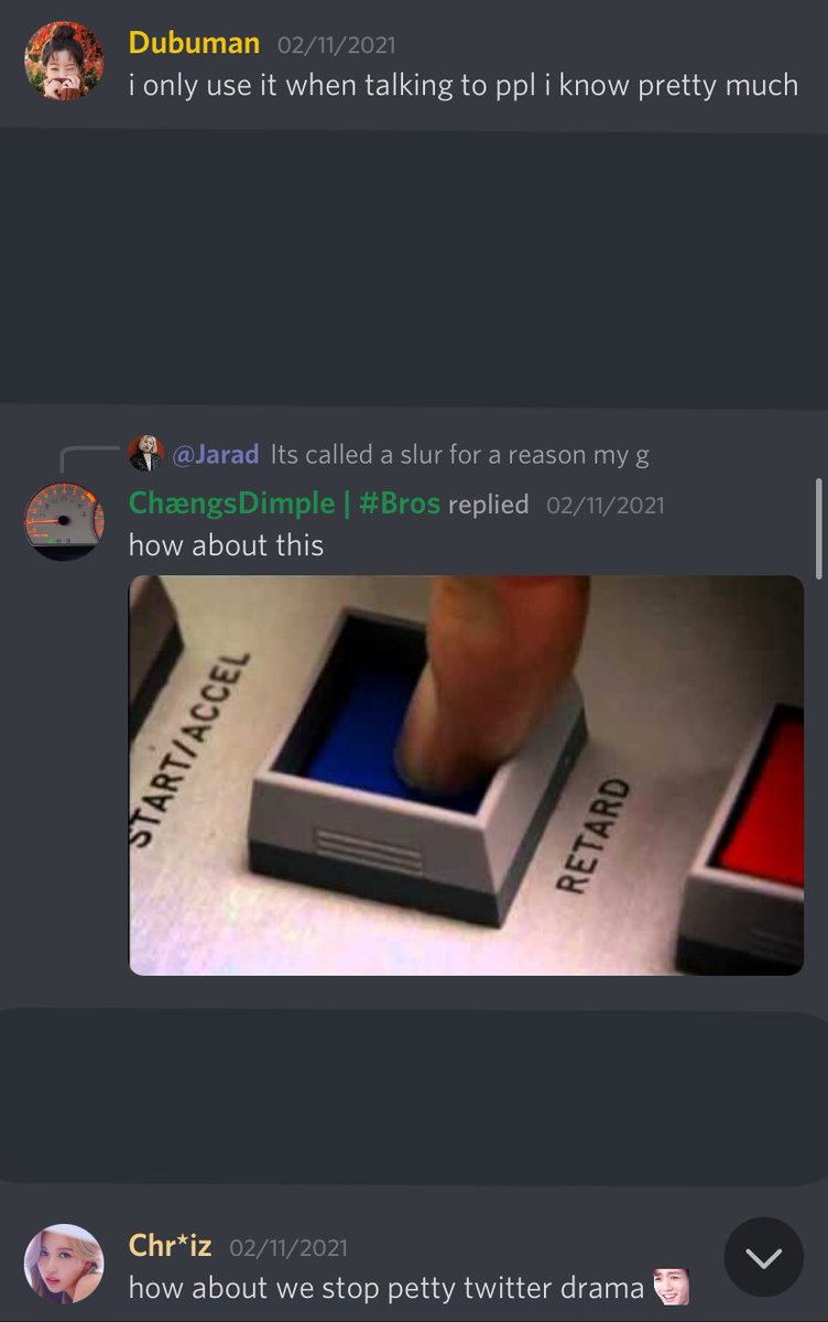 and its not just the admin, but most people in the server say it, too. “petty twitter drama” no, this is literally ableism and im sick and tired of how normalized it is.