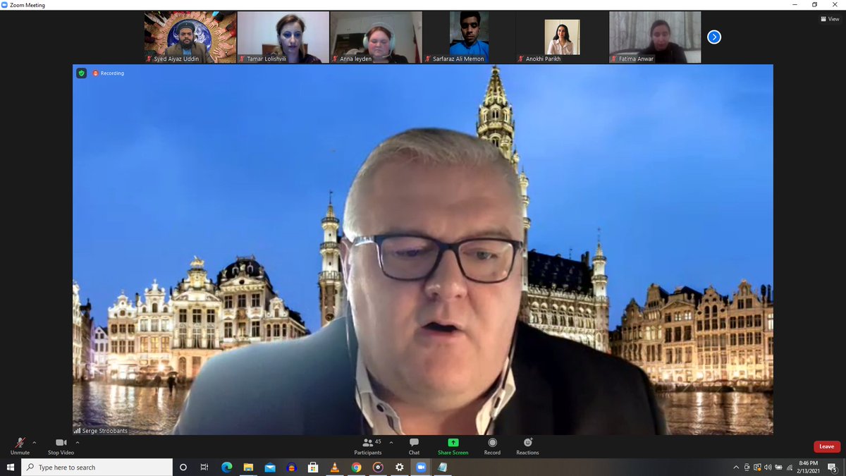 consultayaz's tweet photo. Today's Facilitator at the online program from @GlobalPeaceIns, Serge Stroobants @SergeStroobants Director Europe & MENA chez Institute for Economics & Peace. #peacebuilding #peacemaker #Hyderabad #Telangana #GlobalPeace #PeaceInstitute https://t.co/OzHWiSLxO3