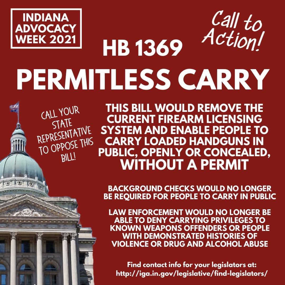 If you agree this is the wrong direction for Hoosiers and live in Indiana, we need you to help. Call your Representative today (leave a message) and tell them to vote no on HB 1369. Thank you! 