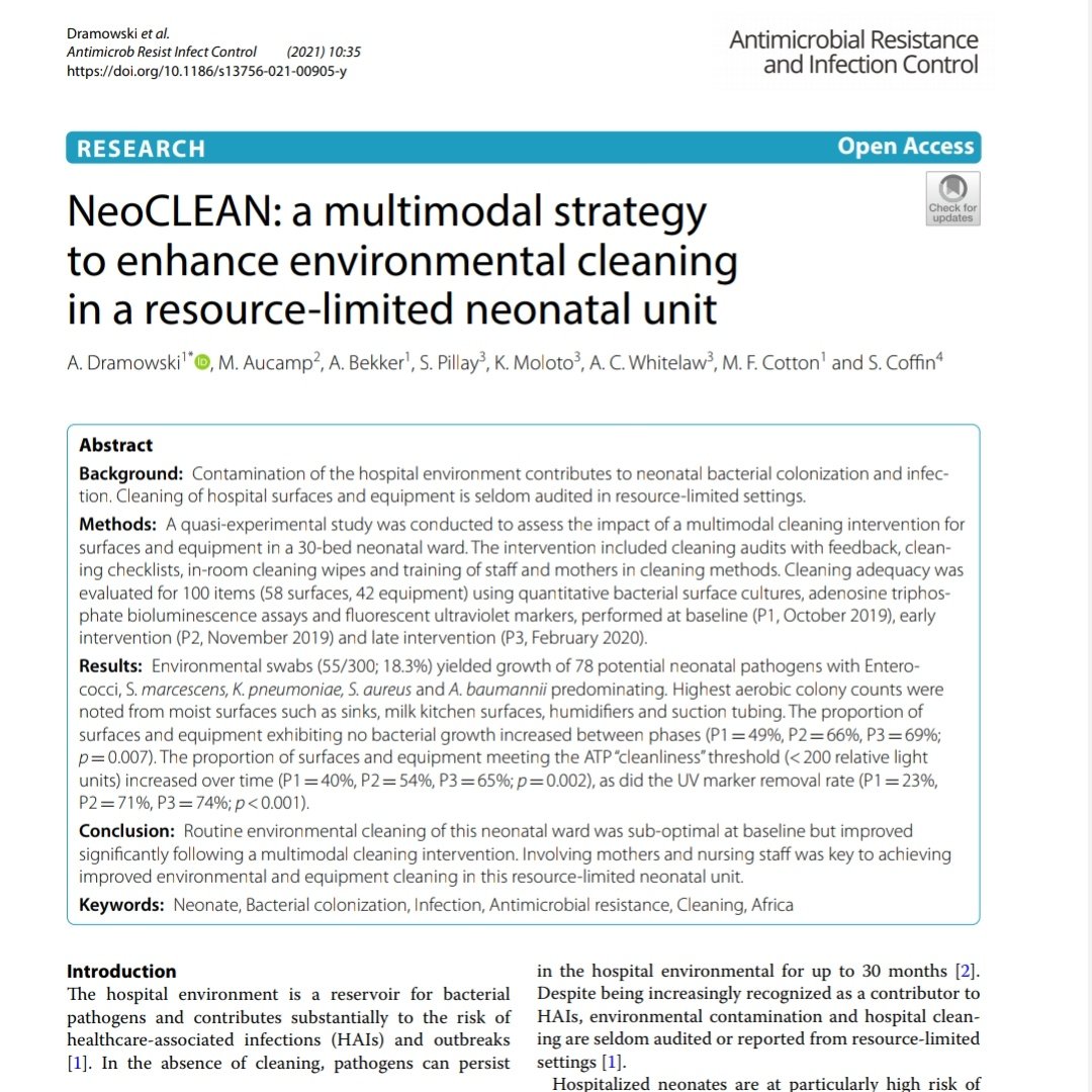 Angela Dramowski (@angelad_za) on Twitter photo Environmental cleaning of ward surfaces and equipment is key to preventing hospital-acquired infection in newborns. <a href="/ARICJournal/">Antimicrobial Resistance and Infection Control</a> <a href="/ICAfricaNetwork/">ICANetwork</a> <a href="/nicd_sa/">NICD</a> <a href="/gardp_amr/">Global Antibiotic R&D Partnership (GARDP)</a> Environmental cleaning of ward surfaces and equipment is key to preventing hospital-acquired infection in newborns. <a href="/ARICJournal/">Antimicrobial Resistance and Infection Control</a> <a href="/ICAfricaNetwork/">ICANetwork</a> <a href="/nicd_sa/">NICD</a> <a href="/gardp_amr/">Global Antibiotic R&D Partnership (GARDP)</a>