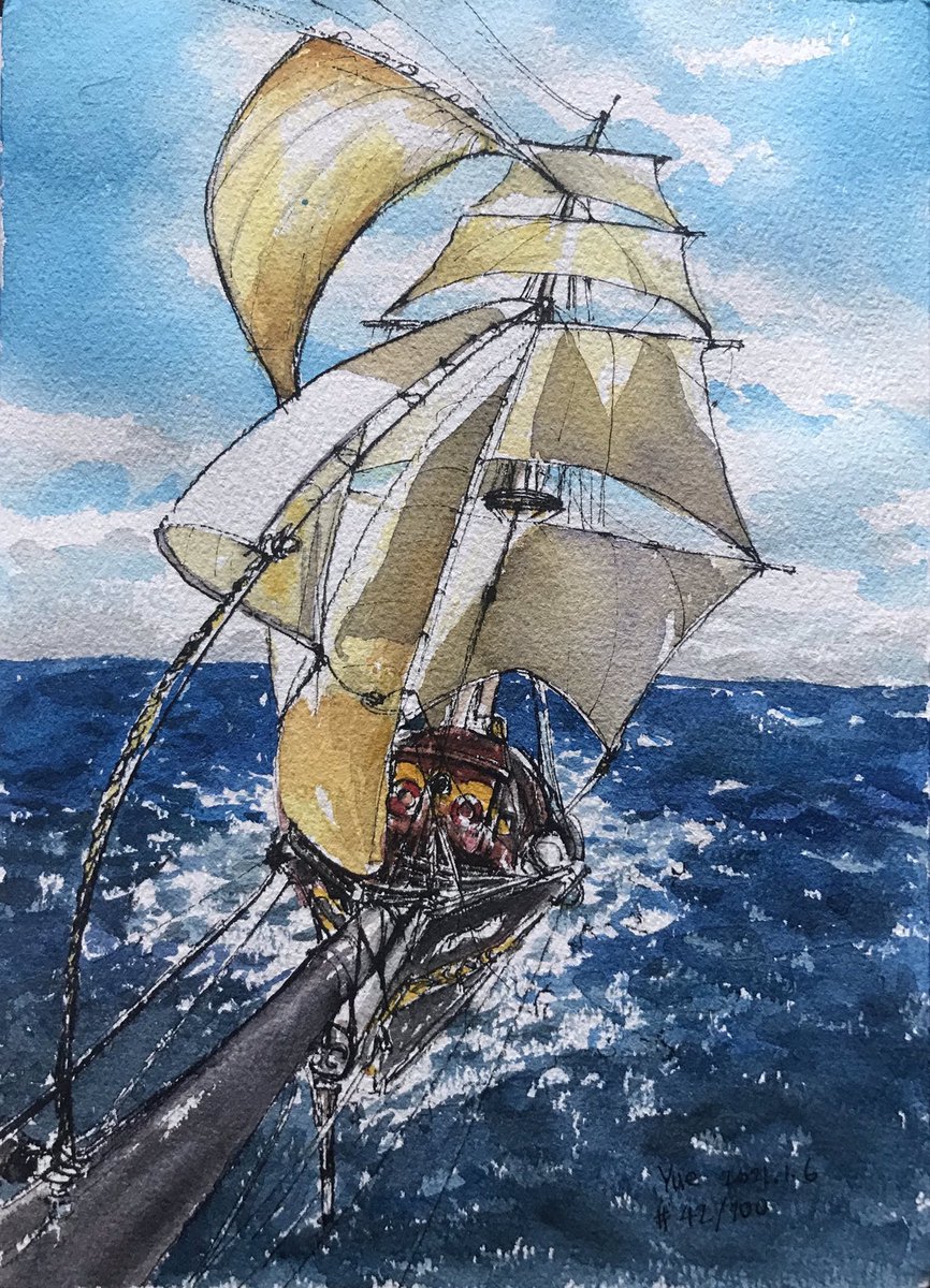 DrawingSailor's tweet photo. Tres Hombres sailing. 42/100
#watercolor #drawing #100daysofproject #tallships #marineart #sailing https://t.co/6UxFuy6WpO