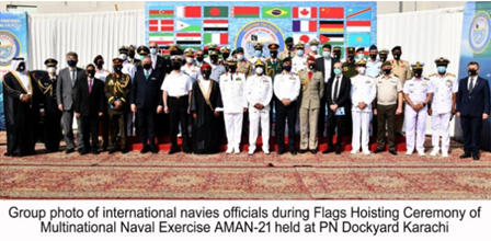 Hosting the Aman-21 naval exercise for collaborative maritime security with 45 navies participating in the event is significant for Pakistan geo-strategically, especially when China, India and US see the Indian Ocean with their own geostrategic frameworks;[2]