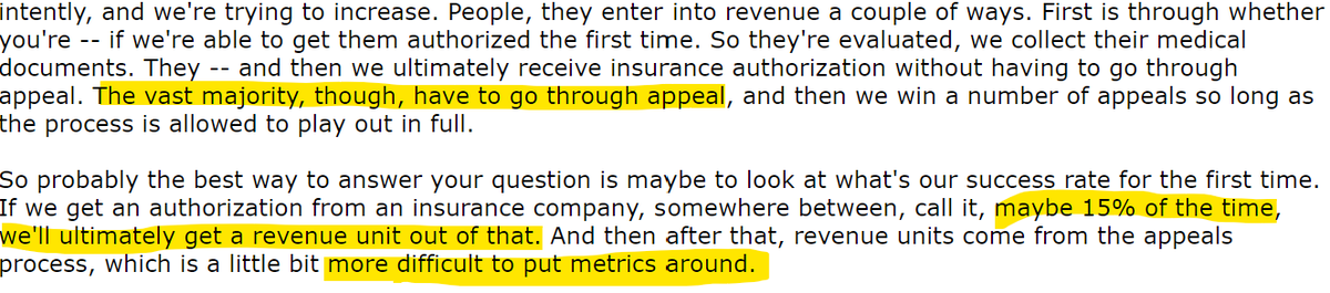 The current process  $MYO goes through for authorization is difficult and includes a lot of appeals to insurance. The conversion from the pipeline is fairly low, but this can provide a lever for growth. 10/