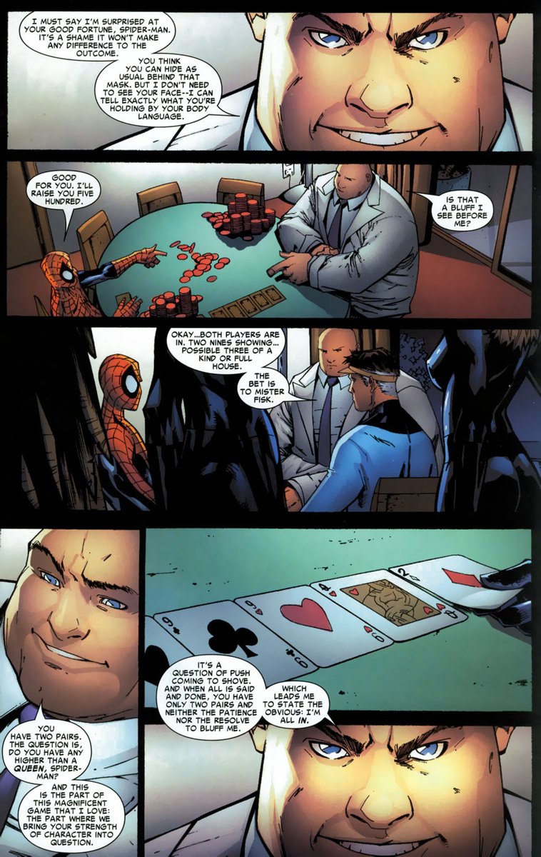 RT @Spidey_pte: Did you know that Spider-Man once beat Kingpin n a poker game?

Absolute king shit https://t.co/HgZ7yjtmAo