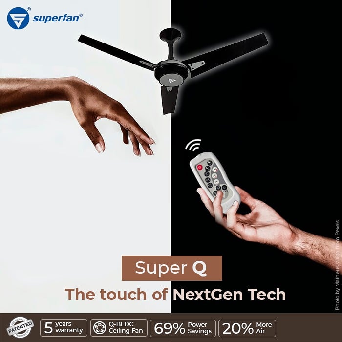 Superfan4u's tweet photo. Super Q has brought next-generation advancements in space cooling with its award-winning QBLDC technology. Prebook your Super Q now at https://t.co/yAhbelh7gi

#ceilingfans #superfanCeiingFan #ultraEnergyEfficient #bldcfans #superQ #energyEfficientFans #QBLDC #Qflow #bldc https://t.co/6rQIuUWFlB