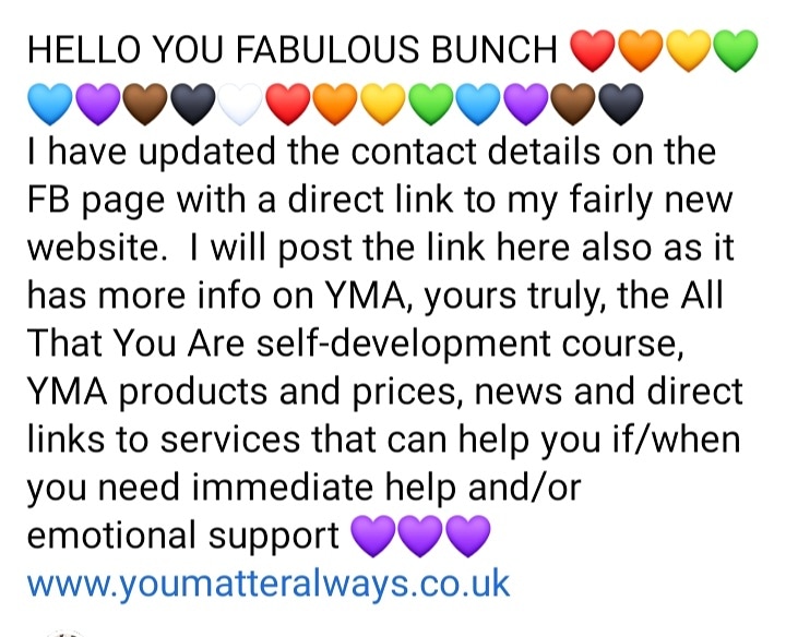 SuzieYMA's tweet photo. This is the direct link to my YMA website which has more info on YMA, yours truly, the All That You Are course, YMA products and prices, news & direct links to services that can help you if/when you need immediate help or emotional support https://t.co/lB3BwwIrkJ https://t.co/9dOB3IjcrX